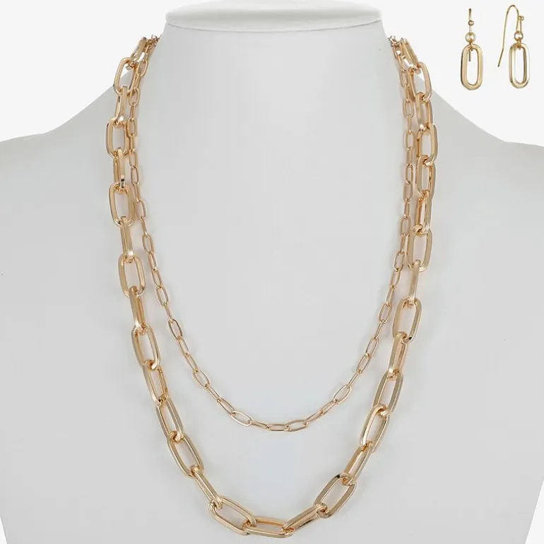 Liz Claiborne Layered Necklace And Drop Earring Womens 2-pc. Jewelry Set