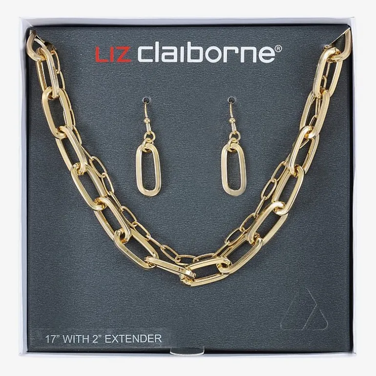 Liz Claiborne Layered Necklace And Drop Earring Womens 2-pc. Jewelry Set