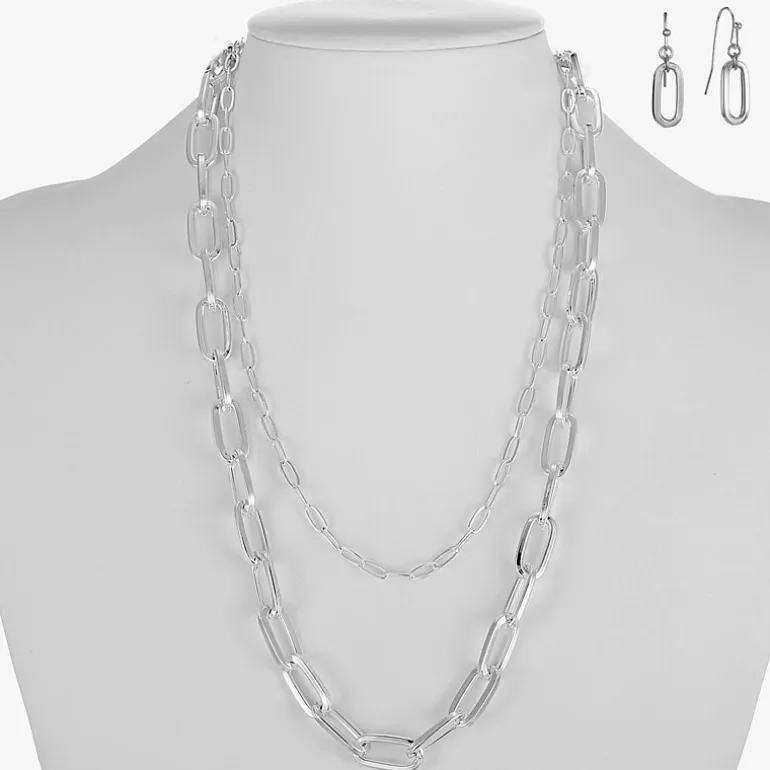 Liz Claiborne Layered Necklace And Drop Earring Womens 2-pc. Jewelry Set