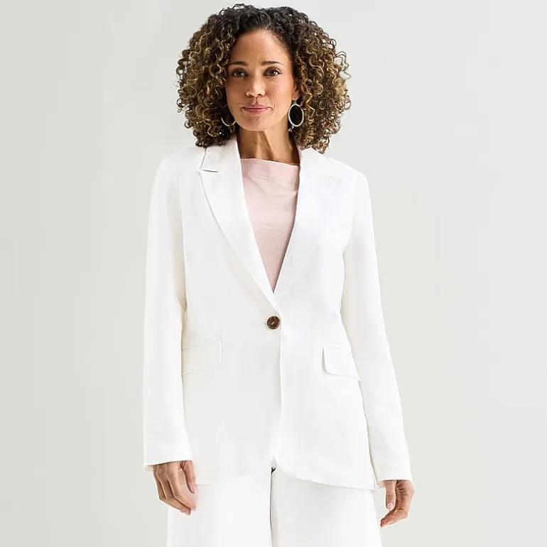 Liz Claiborne Linen Womens Classic Fit Blazer