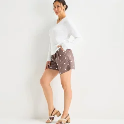 Liz Claiborne Linen Womens Mid Rise Pleated Short
