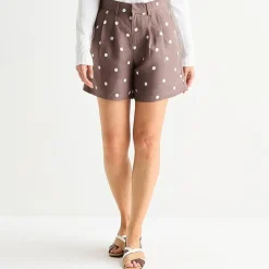 Liz Claiborne Linen Womens Mid Rise Pleated Short