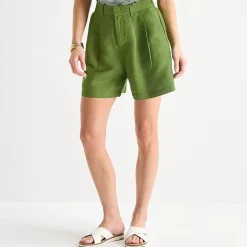 Liz Claiborne Linen Womens Mid Rise Pleated Short