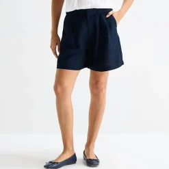 Liz Claiborne Linen Womens Mid Rise Pleated Short