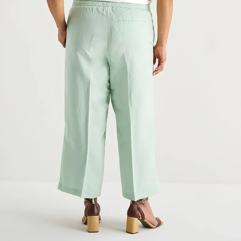 Liz Claiborne Linen Womens Plus Wide Leg Mid Rise Pull-On Pant