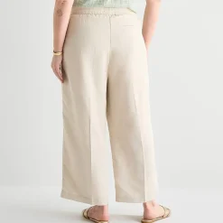 Liz Claiborne Linen Womens Plus Wide Leg Mid Rise Pull-On Pant
