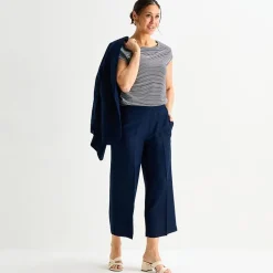 Liz Claiborne Linen Womens Wide Leg Mid Rise Cropped Pant