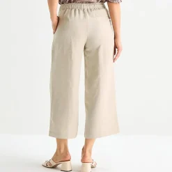 Liz Claiborne Linen Womens Wide Leg Mid Rise Cropped Pant