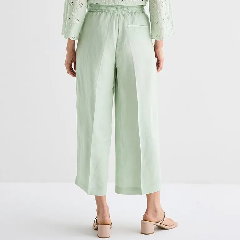 Liz Claiborne Linen Womens Wide Leg Mid Rise Cropped Pant