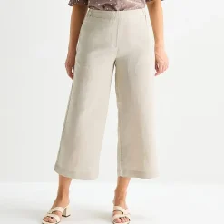 Liz Claiborne Linen Womens Wide Leg Mid Rise Cropped Pant