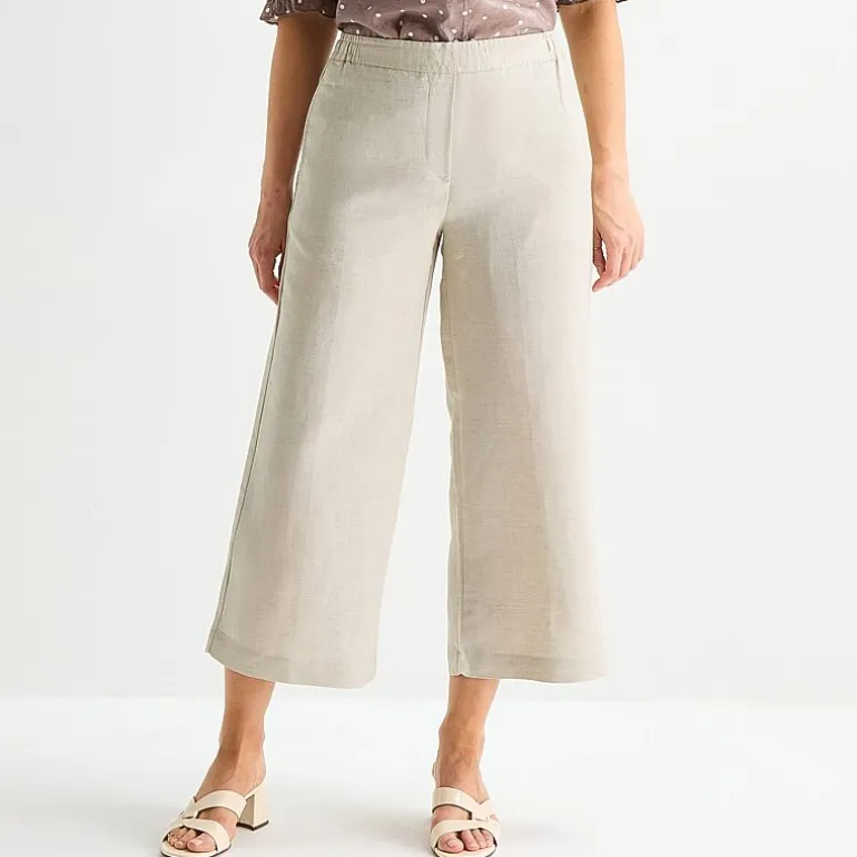 Liz Claiborne Linen Womens Wide Leg Mid Rise Cropped Pant