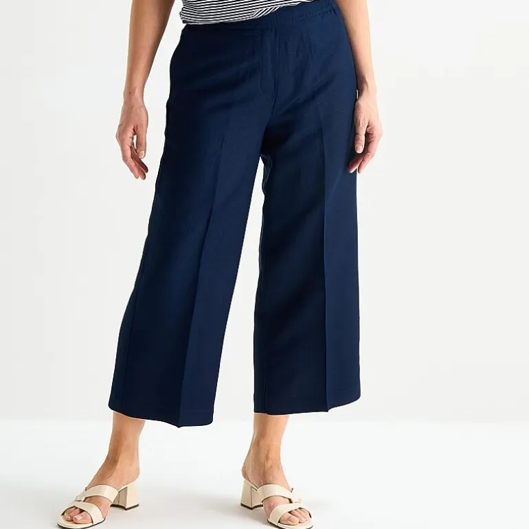 Liz Claiborne Linen Womens Wide Leg Mid Rise Cropped Pant