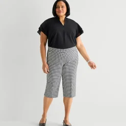 Liz Claiborne Lisa Womens Plus Stretch Fabric Straight Mid Rise Capri Pant