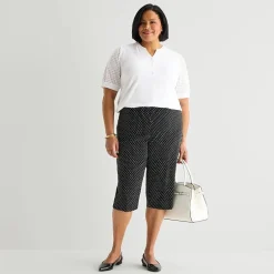 Liz Claiborne Lisa Womens Plus Stretch Fabric Straight Mid Rise Capri Pant