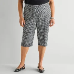 Liz Claiborne Lisa Womens Plus Stretch Fabric Straight Mid Rise Capri Pant