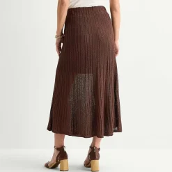 Liz Claiborne Lurex Metallic Womens Midi A-Line Skirt