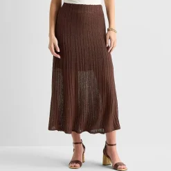 Liz Claiborne Lurex Metallic Womens Midi A-Line Skirt