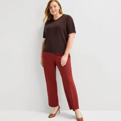 Liz Claiborne Plus Womens Crew Neck Short Sleeve Pullover Sweater