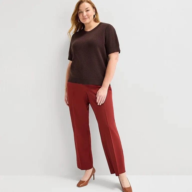 Liz Claiborne Plus Womens Crew Neck Short Sleeve Pullover Sweater