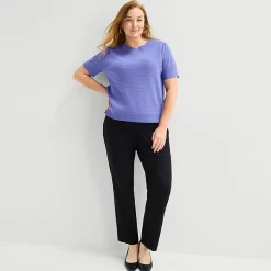 Liz Claiborne Plus Womens Crew Neck Short Sleeve Pullover Sweater