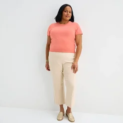 Liz Claiborne Plus Womens Crew Neck Short Sleeve Pullover Sweater