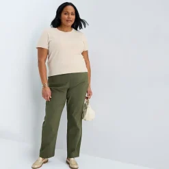 Liz Claiborne Plus Womens Crew Neck Short Sleeve Pullover Sweater