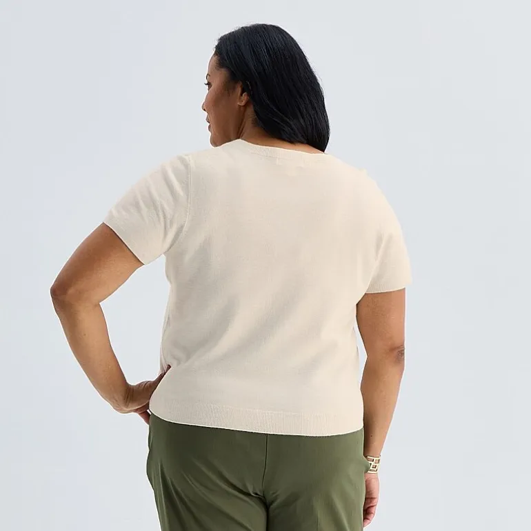 Liz Claiborne Plus Womens Crew Neck Short Sleeve Pullover Sweater