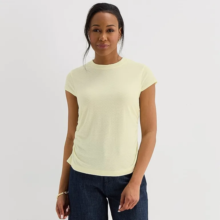 Liz Claiborne Ruched Womens Crew Neck Short Sleeve Blouse