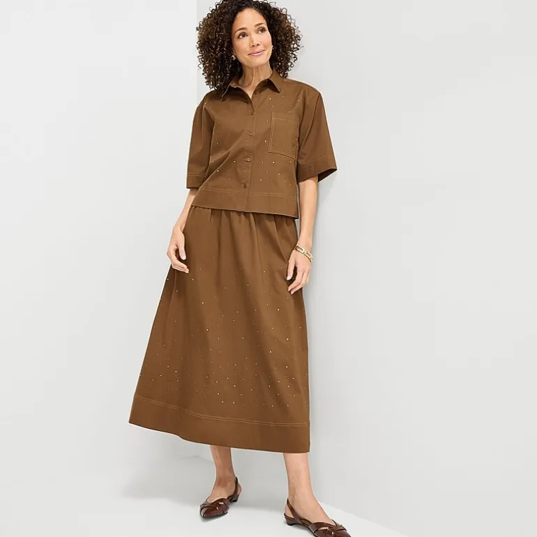 Liz Claiborne Studded Womens Midi Flared Skirt