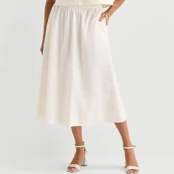 Liz Claiborne Studded Womens Midi Flared Skirt