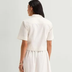 Liz Claiborne Studded Womens Short Sleeve Blouse