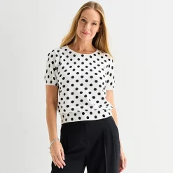 Liz Claiborne Tall Womens Crew Neck Short Sleeve Pullover Sweater