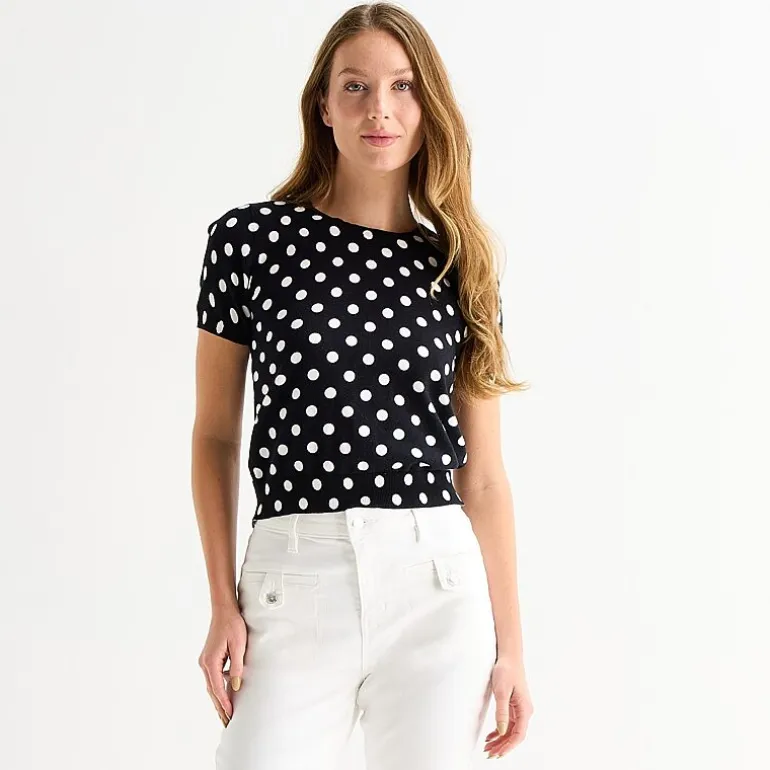Liz Claiborne Tall Womens Crew Neck Short Sleeve Pullover Sweater
