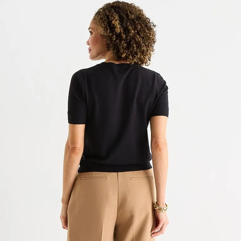 Liz Claiborne Tall Womens Crew Neck Short Sleeve Pullover Sweater