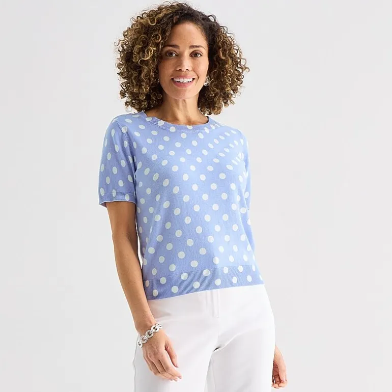 Liz Claiborne Tall Womens Crew Neck Short Sleeve Pullover Sweater