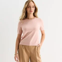 Liz Claiborne Tall Womens Crew Neck Short Sleeve Pullover Sweater
