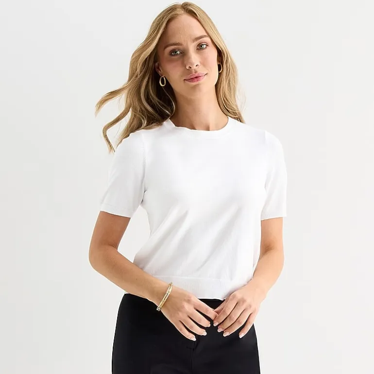 Liz Claiborne Tall Womens Crew Neck Short Sleeve Pullover Sweater