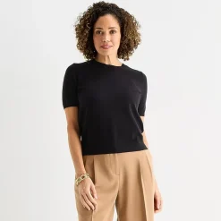 Liz Claiborne Tall Womens Crew Neck Short Sleeve Pullover Sweater