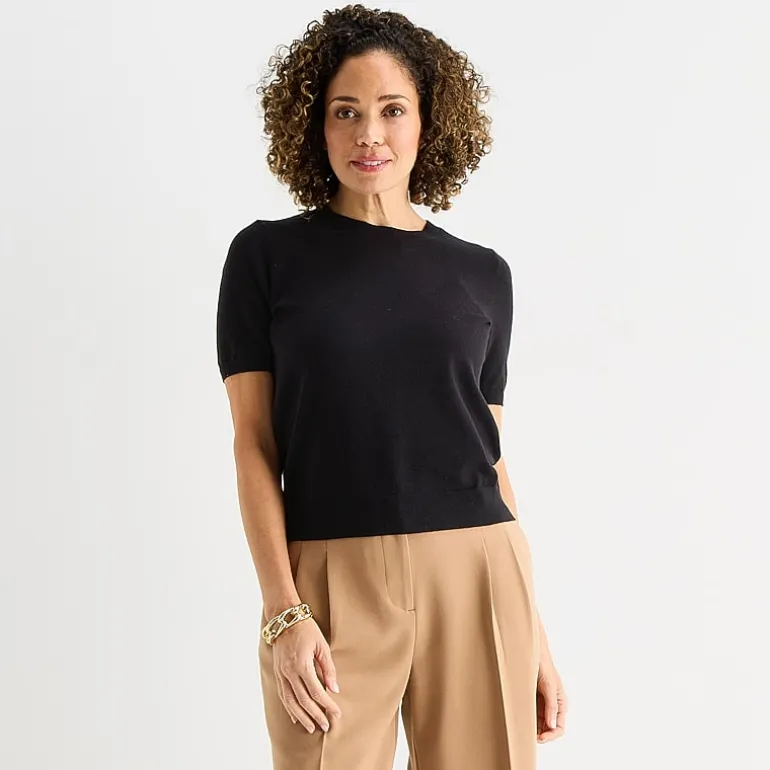 Liz Claiborne Tall Womens Crew Neck Short Sleeve Pullover Sweater
