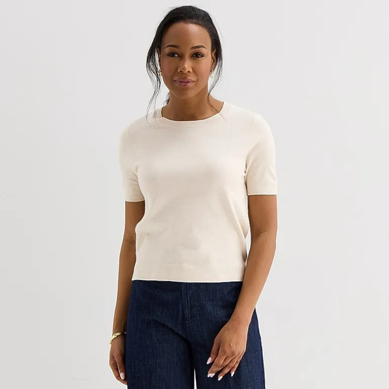 Liz Claiborne Tall Womens Crew Neck Short Sleeve Pullover Sweater