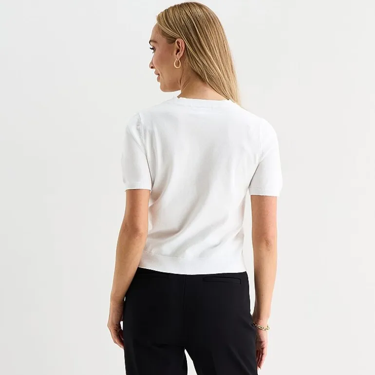 Liz Claiborne Tall Womens Crew Neck Short Sleeve Pullover Sweater