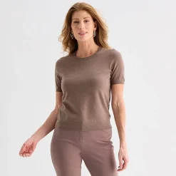 Liz Claiborne Tall Womens Crew Neck Short Sleeve Pullover Sweater