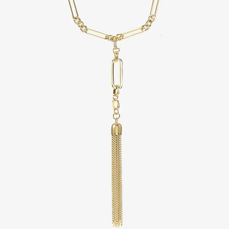 Liz Claiborne Tassle Womens Paperclip 32 Inch Pendant Necklace