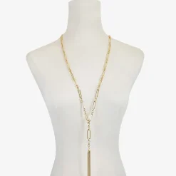 Liz Claiborne Tassle Womens Paperclip 32 Inch Pendant Necklace