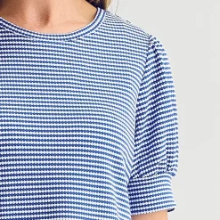 Liz Claiborne Textured Womens Crew Neck Short Sleeve Blouse