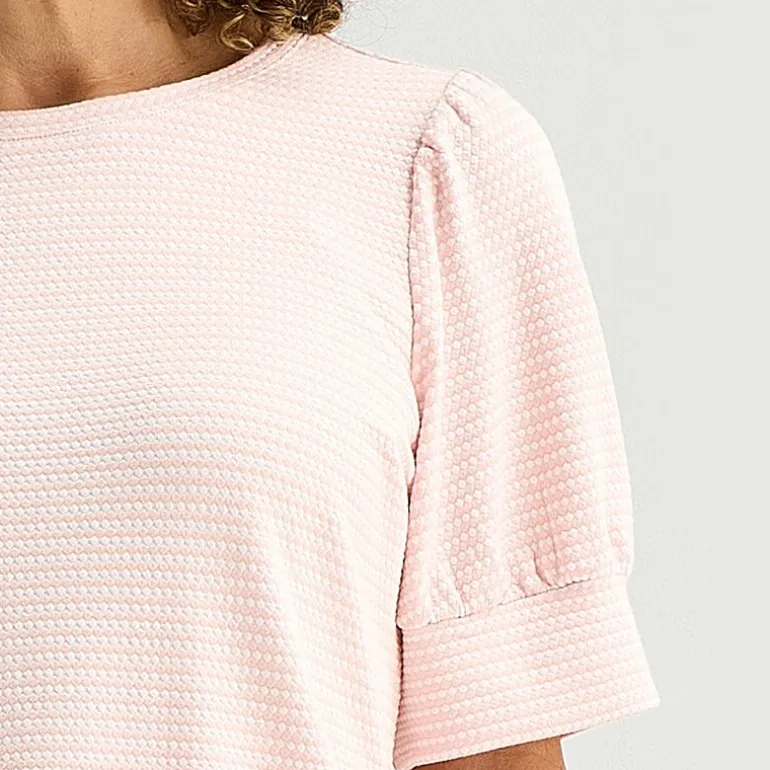 Liz Claiborne Textured Womens Crew Neck Short Sleeve Blouse