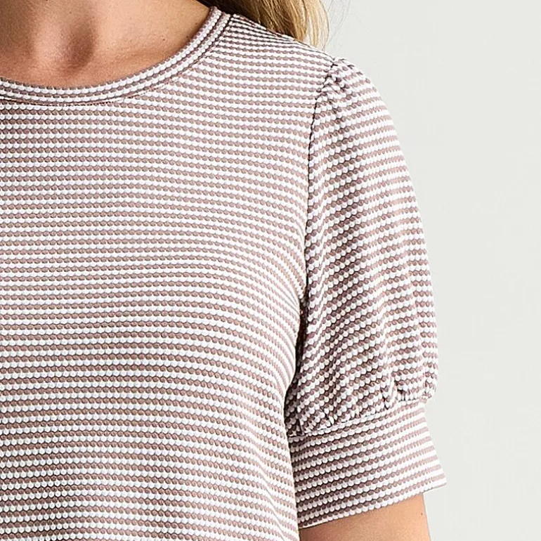 Liz Claiborne Textured Womens Crew Neck Short Sleeve Blouse