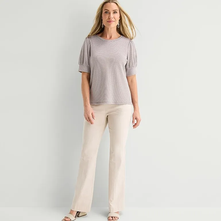 Liz Claiborne Textured Womens Crew Neck Short Sleeve Blouse