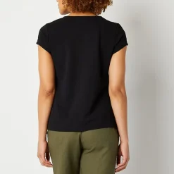 Liz Claiborne Texture Tee Womens Tall Round Neck Short Sleeve Blouse