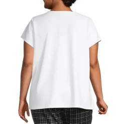 Liz Claiborne Texture Womens Plus Round Neck Short Sleeve Blouse